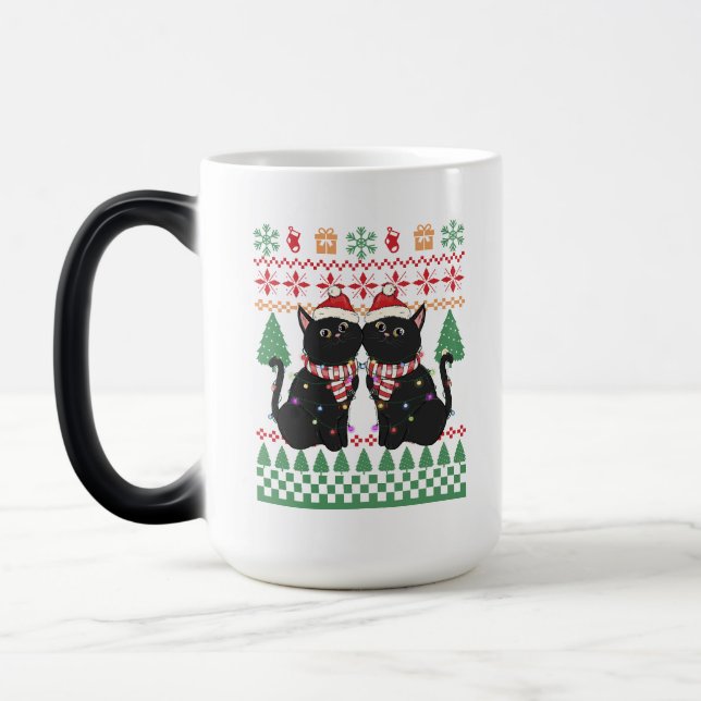 Caneca Mágica Luzes de Natal Engraçadas Gatos Sobreviventes (Esquerda)