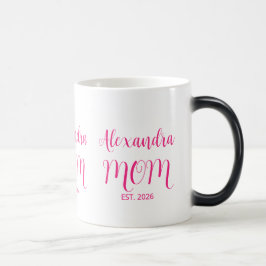 Caneca Mágica Mãe Estabeleceu Nome em Letra Rosa Café de Duas C