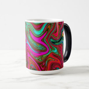 Caneca Mágica Magenta, Vermelho e Abstrato Azul na Groovy Retro
