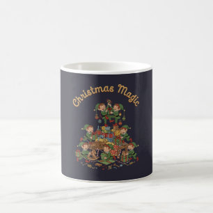 Caneca Mágica Magia de Natal Antiga   Elfos Construindo um Feria