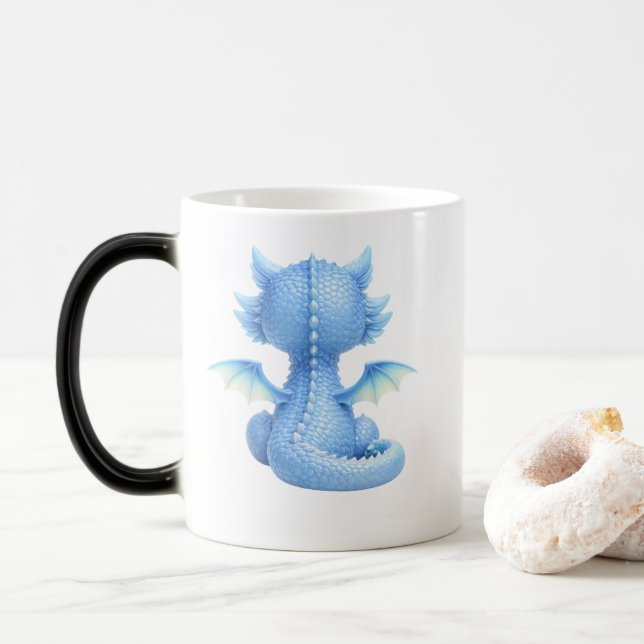 Caneca Mágica Magische Tasse mit einem süßen blauen Drachenbaby (Com Donut)