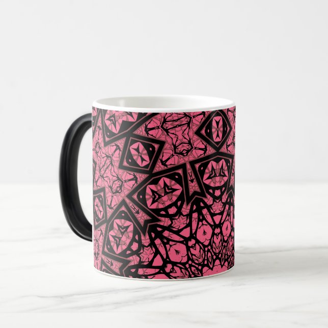 Caneca Mágica Mancha de retalhos cor-de-rosa e preto (Frente Esquerda)