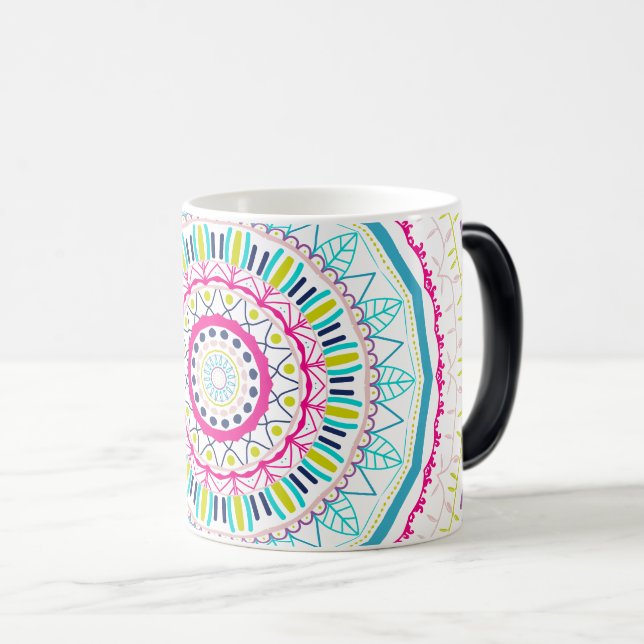 Caneca Mágica mandala colorida (Frente Esquerda)