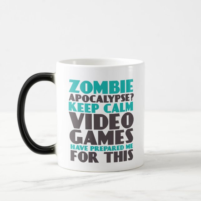 Caneca Mágica Mantenha Calmo Zombie Apocalypse Gamers Engraçado  (Esquerda)