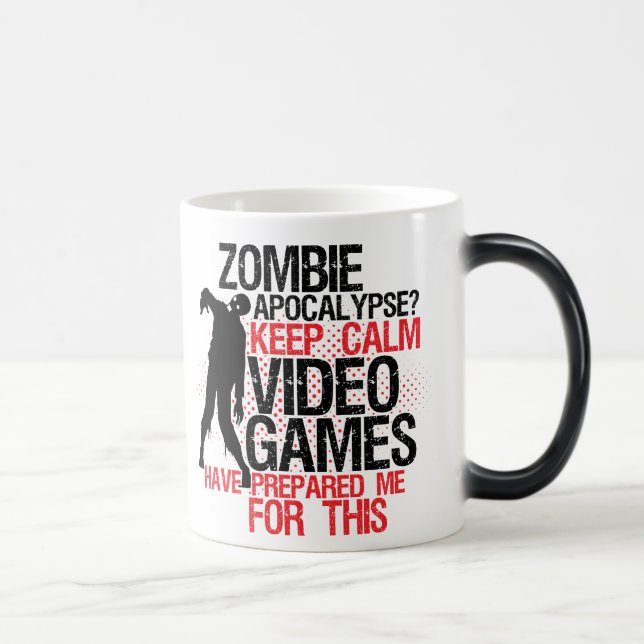 Caneca Mágica Mantenha Calmos, Gamers Engraçados Mug Zombie Apoc (Direita)