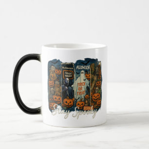 Caneca Mágica Mantenha Colagem de Horror Spooky