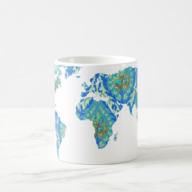 Caneca Mágica Mapa do Mundo Vitoriano Moderno | Mug Viajante Mun (Centro)