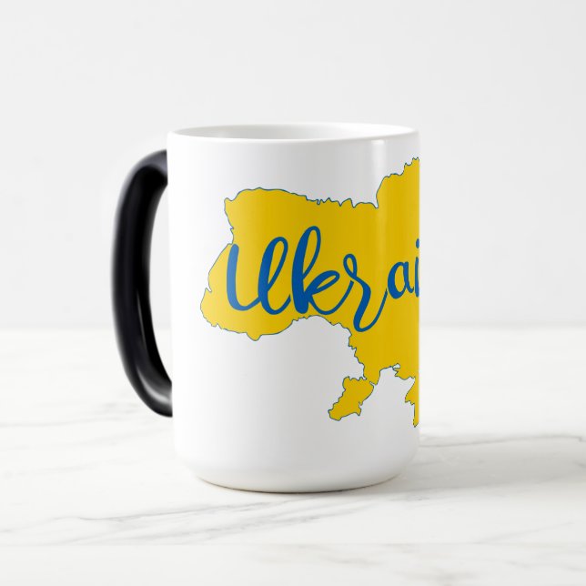 Caneca Mágica Mapa e cartazes ucranianos (Frente Esquerda)