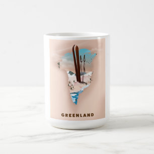 Caneca Mágica Mapa ilustrado da Groenlândia impressão de pôster