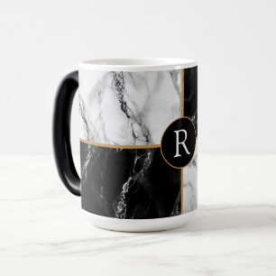 Caneca Mágica Marble de verificação preto e branco de tendênc