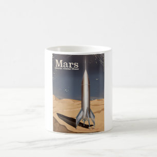 Caneca Mágica Marte - viaje para lá hoje pôster de viagem vintag