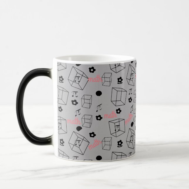 Caneca Mágica Matiz de café com padrão matemático (Esquerda)