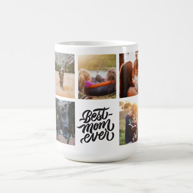 Caneca Mágica Melhor Colagem de Fotos Personalizada da Mãe (Center)