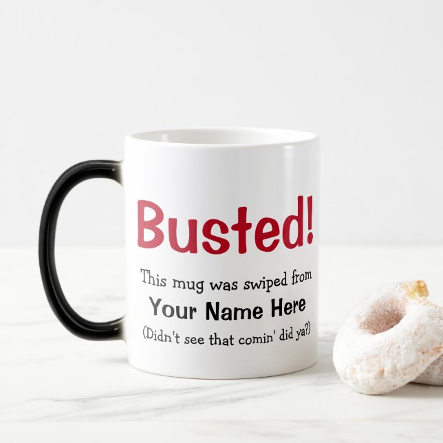 Caneca Mágica Mensagem Aparente Enganosa Anti-Theft Busted (Com Donut)