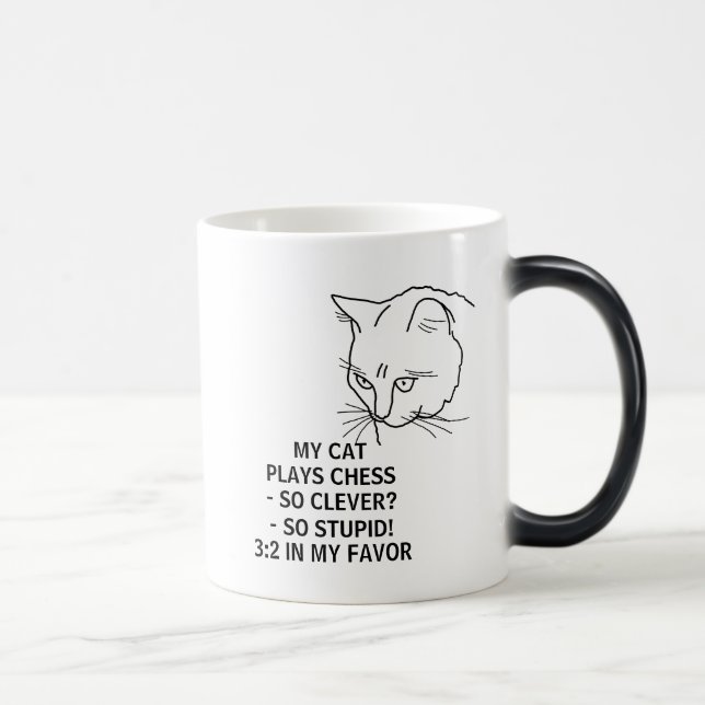 Caneca Mágica Meu Cat Joga xadrez personalizável (Direita)