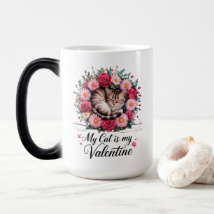 Caneca Mágica Meu Gato É Meu Namorado Floral Gato Fofo Amante De