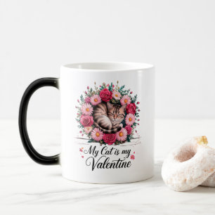 Caneca Mágica Meu Gato É Meu Namorado Floral Gato Fofo Amante De