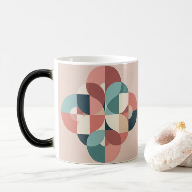 Caneca Mágica MidCentury Modern Circles Design Morphing Mug (Com Donut)