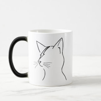 Caneca Mágica Minimalist Cat Lightning Bolt Line Art Modern Simp