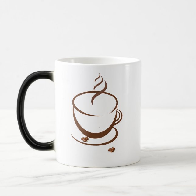 Caneca Mágica Minimalist Coffee Cup Line Art Mug with Roasted Be (Esquerda)