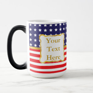 Caneca Mágica Moldura Dourada Sobre Fundo Patriótico