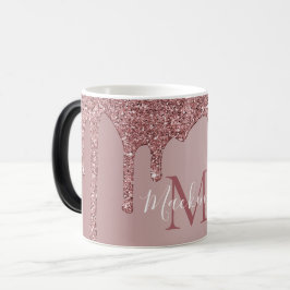 Caneca Mágica Monograma de Lúpulo de Lúxo Dourado rosa