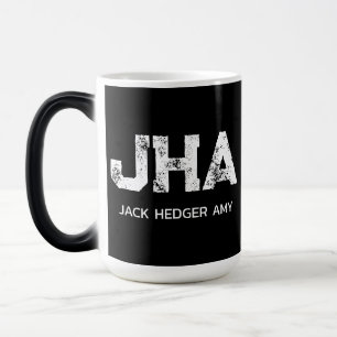 CANECA MÁGICA MONOGRAMA DE TRÊS LETRAS BRANCO MINIMALISTA NOME P