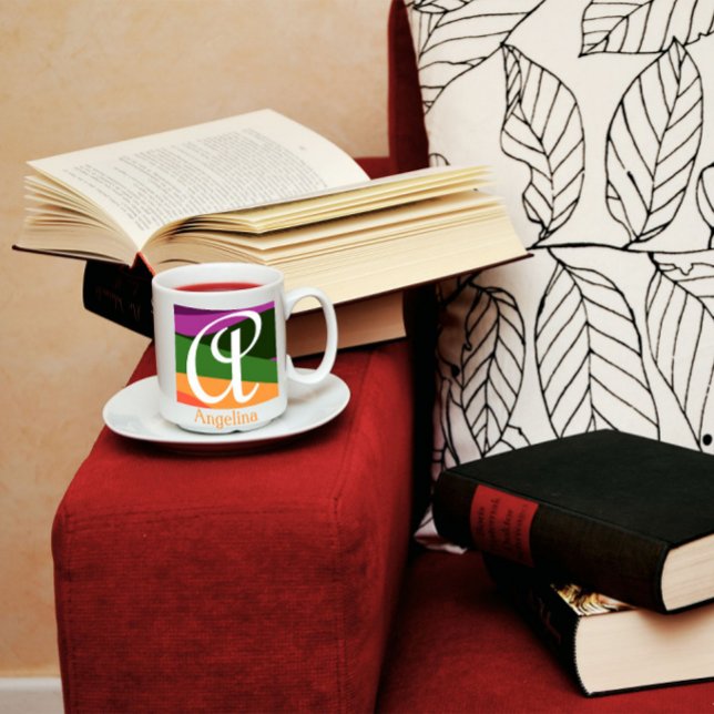 Caneca Mágica Monograma Moderno - Letra Púrpura Mágica Mágica (Criador carregado)