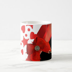 Caneca Mágica Monograma vermelho e branco modelado feminino