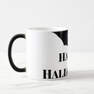 Caneca Mágica Morcego preto feliz Halloween adicionar texto nome