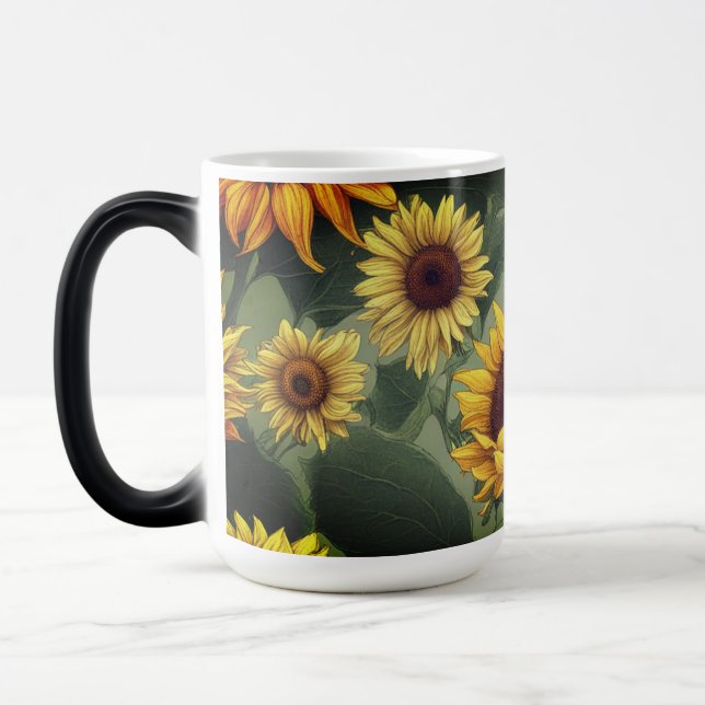 Caneca Mágica Morphing Mug - Abstrato de girassol #699 (Esquerda)
