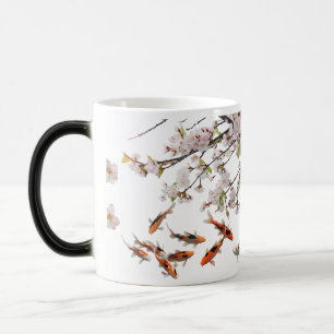Caneca Mágica Morphing Mug - Cherry Blossom & Koi Fish Art Desin