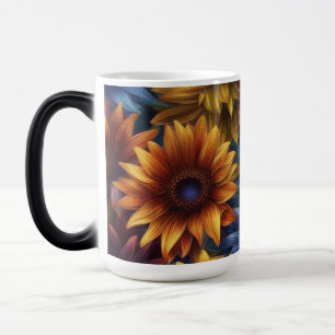 Caneca Mágica Morphing Mug - Flores solares Abstrato coloridas #