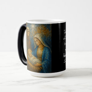 Caneca Mágica Mosaico de Vitral da Natividade   Sagrada Família 