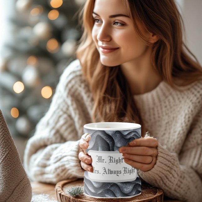 Caneca Mágica Mr Right & Mrs Always Right Silver Bling Luxe Glam (Mr Right & Mrs Always Right Silver Bling Luxe Glam Color Morph Mug)