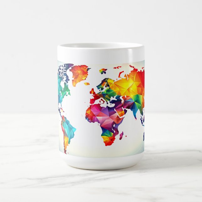 Caneca Mágica Mudança de Mapa do Mundo abstrato (Center)