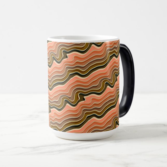 Caneca Mágica Mug Cerâmica De Fluxo Retroativo | Padrão de Onda  (Frente Esquerda)