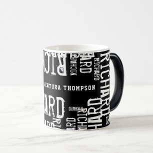 Caneca Mágica Mug de Nome Branco Preto Moderno