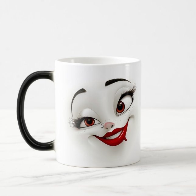 Caneca Mágica Mug Magic Sarcastic Women Face with Red Lips (Esquerda)