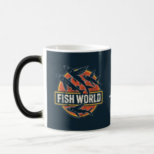 Caneca Mágica Mundo do Peixe Retro Paródia de Peixe Voador Gráfi