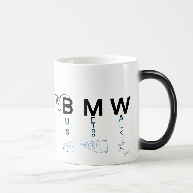 Caneca Mágica My BMW - Autocarros, Metro, Walk (Direita)