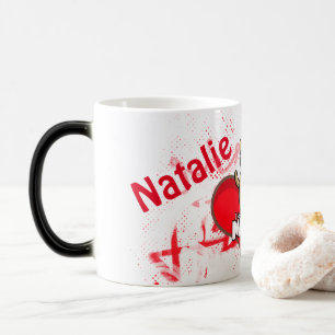 Caneca Mágica Namorados de coração vermelho com urso