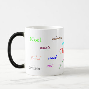Caneca Mágica Natal Ao Redor Do Mundo Negro E Branco