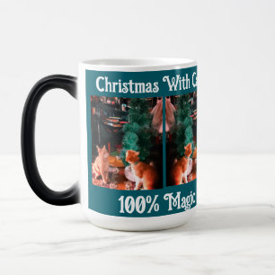 Caneca Mágica Natal Com Gato Texto da foto personalizado