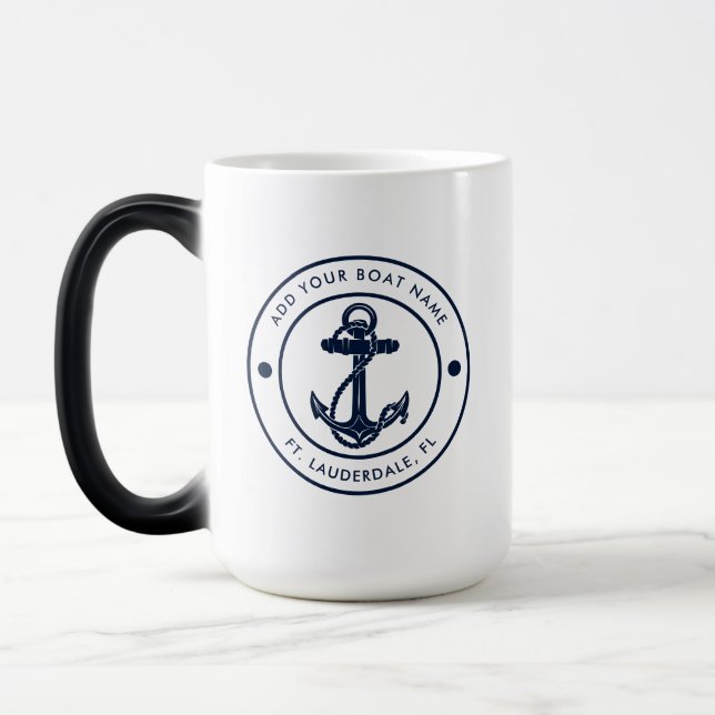 Caneca Mágica Nautical Anchor Boat Name Custom (Esquerda)