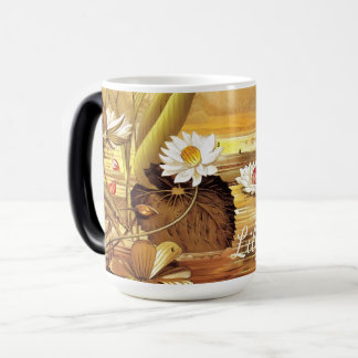 Caneca Mágica Ninfeia Lótus Lírio-de-água Branco Vintage Persona