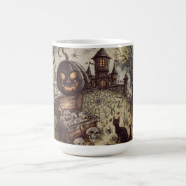 Caneca Mágica Noite de Halloween: A Abóbora Preta Assustadora Gu