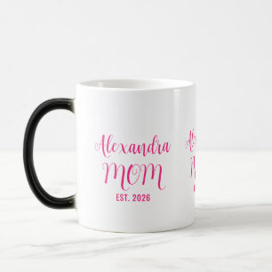 Caneca Mágica Nome da Mãe Personalizado Estabelecido Script Rosa