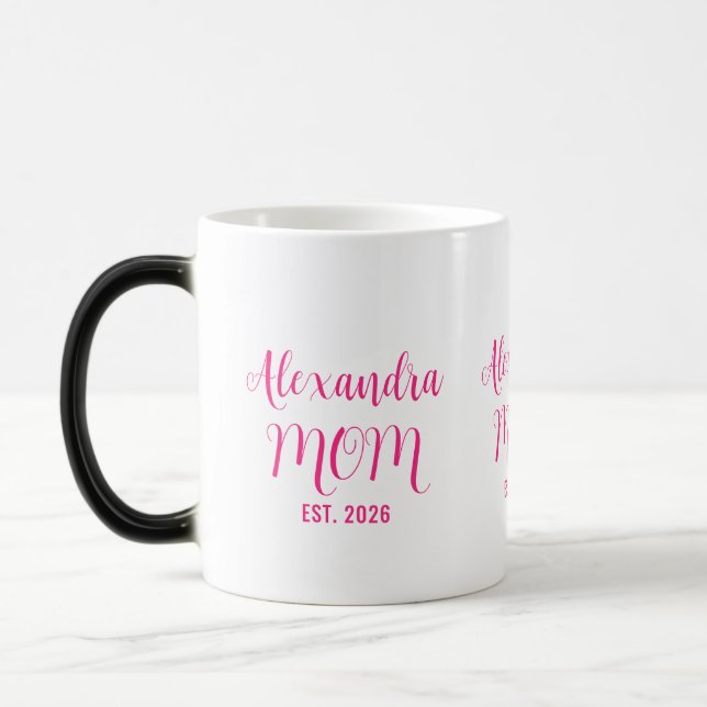 Caneca Mágica Nome da Mãe Personalizado Estabelecido Script Rosa (Esquerda)