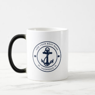 Caneca Mágica Nome de Barco Âncora Náutica Personalizado